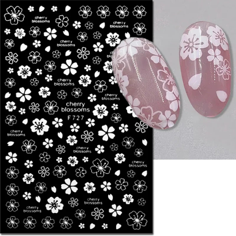 3d Nail Art Decals Spring Booming Violets Lavenders Purple Blue Pink Flowers Butterflys Stickers Decoration For Nail Tips Beauty