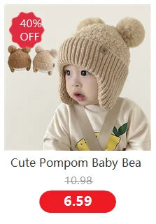 Cartoon Baby Plush Hat Winter Warm Infant Beanie Cap with Ears Autumn Cute Solid Color Kids Boy Girl Earflap Hats Bonnet Gorras