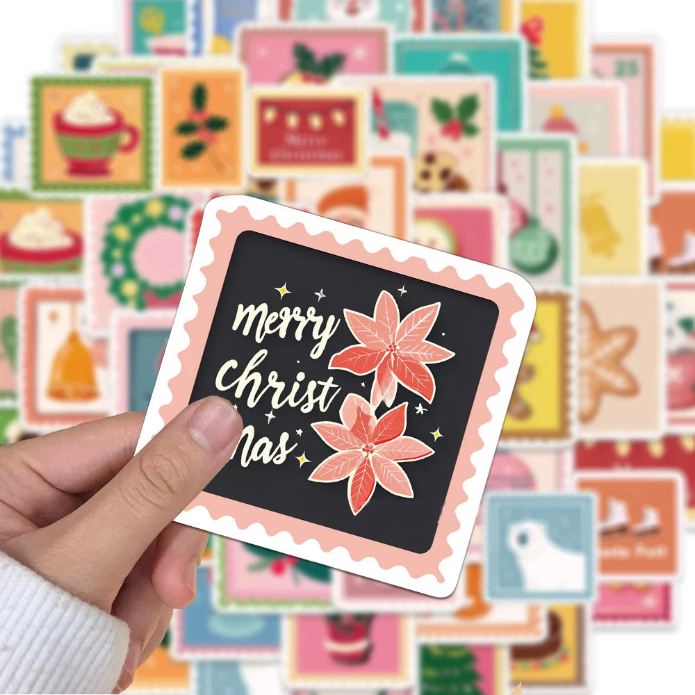 10/30/50pcs Cartoon Christmas Stamp Stickers Cute Santa Claus Snowman Decals Laptop Phone Suitcase Funny Graffiti Decals Decor