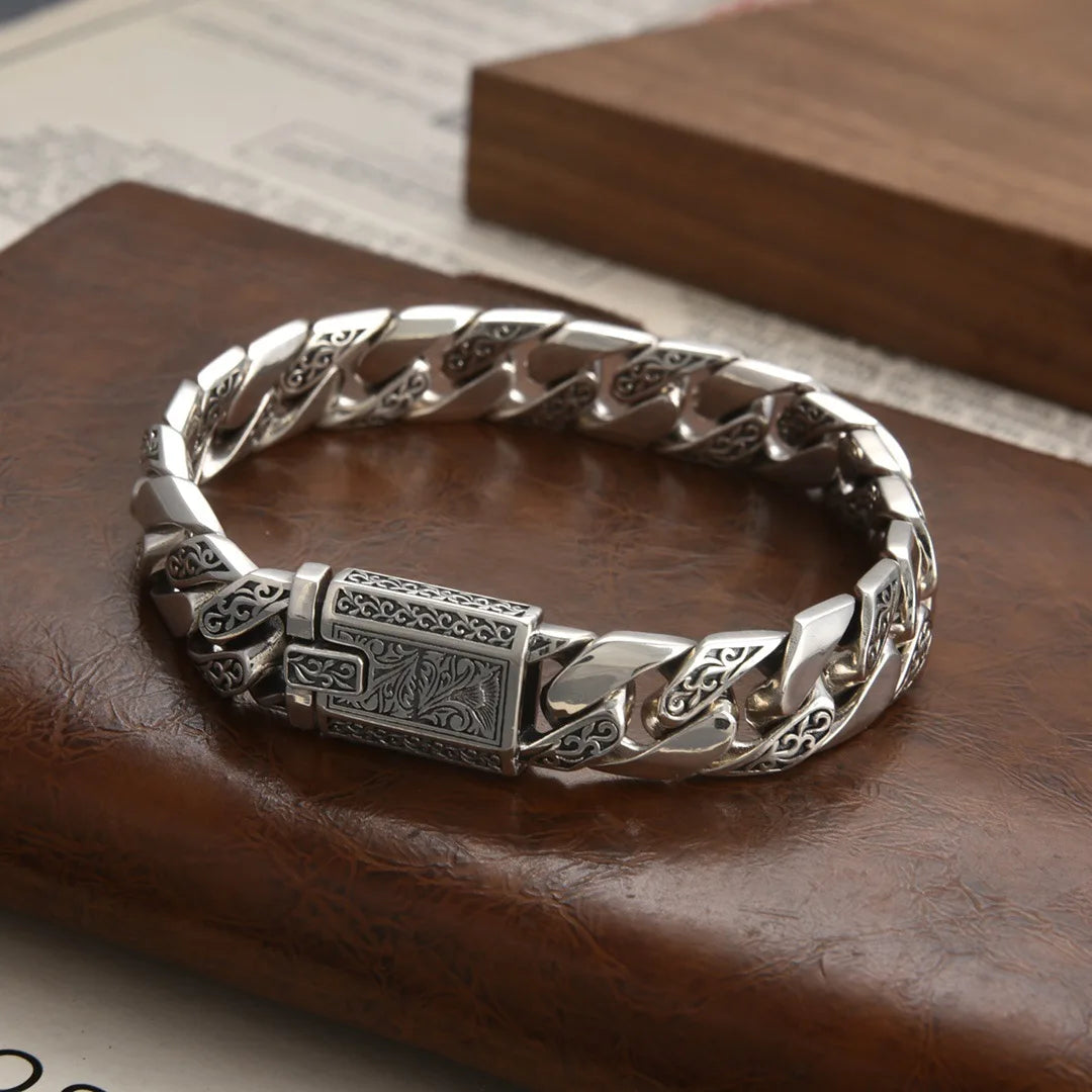 S925 Sterling Silver Timeless Vine Garland Buckle Retro Punk Tank Bracelet Jewelry Creativity Gift Factory Price