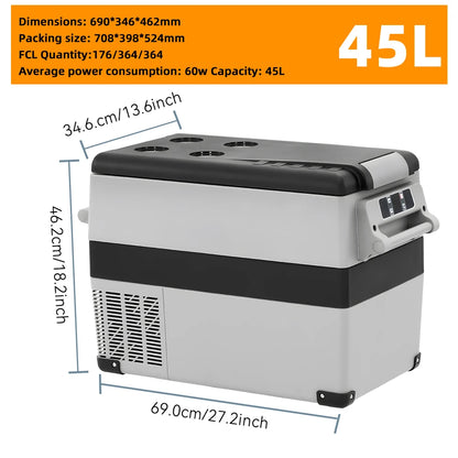 Podofo 35L 45L 55L Portable Car Compressor Refrigerator LED Display Low Noise 12V 24V DC Cooler For Outdoor Camping Travel