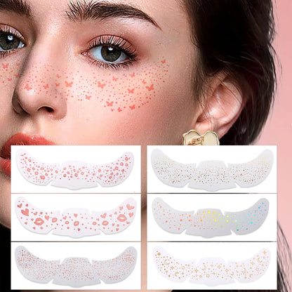 1pc Hot Stamping Freckles Makeup Sticker Metallic Radiation Golden Silver  Fake Freckles Temporary Tattoo Stickers Face Makeup