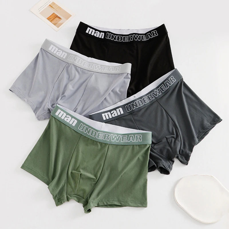 4-Piece/Set Men's Cotton Comfortable Boxer Shorts Breathable And Fashionable Fitness Underwear Men's Close Fitting Boxer Shorts