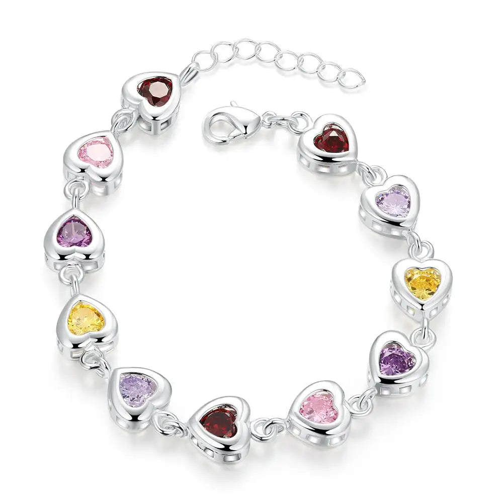 Noble Fine 925 Sterling Silver Elegant Charm Bracelets Zircon Chain Crystal Jewelry Fashion for Women Wedding Lady