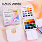 16 Colors Mini Portable Solid Watercolor Paint Set with Brush & Palette Travel Sketching Painting Box for Art Drawing Sketching