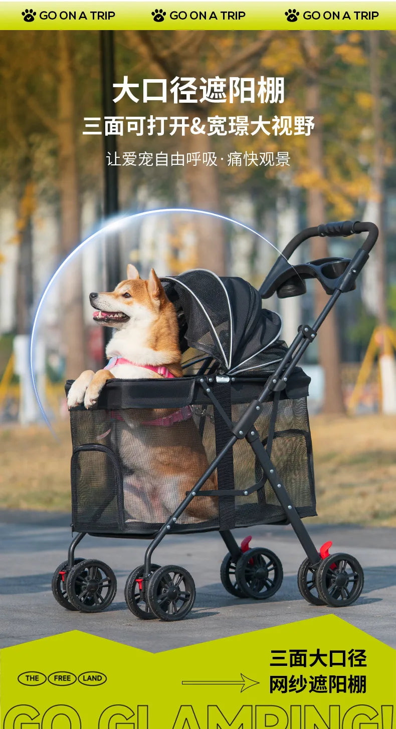 Medium and Large Dog Multi-functional Pet Cart Outdoor Travel Large Walking Dog Cart Portable and Foldable