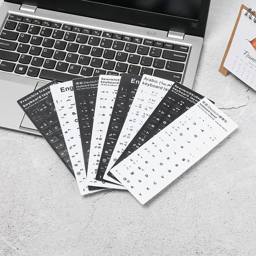 Non-slip Arabic Deutsch Spanish Keyboard Stickers Russian Letter Alphabet Layout English Wear-resistant Keyboard Covers