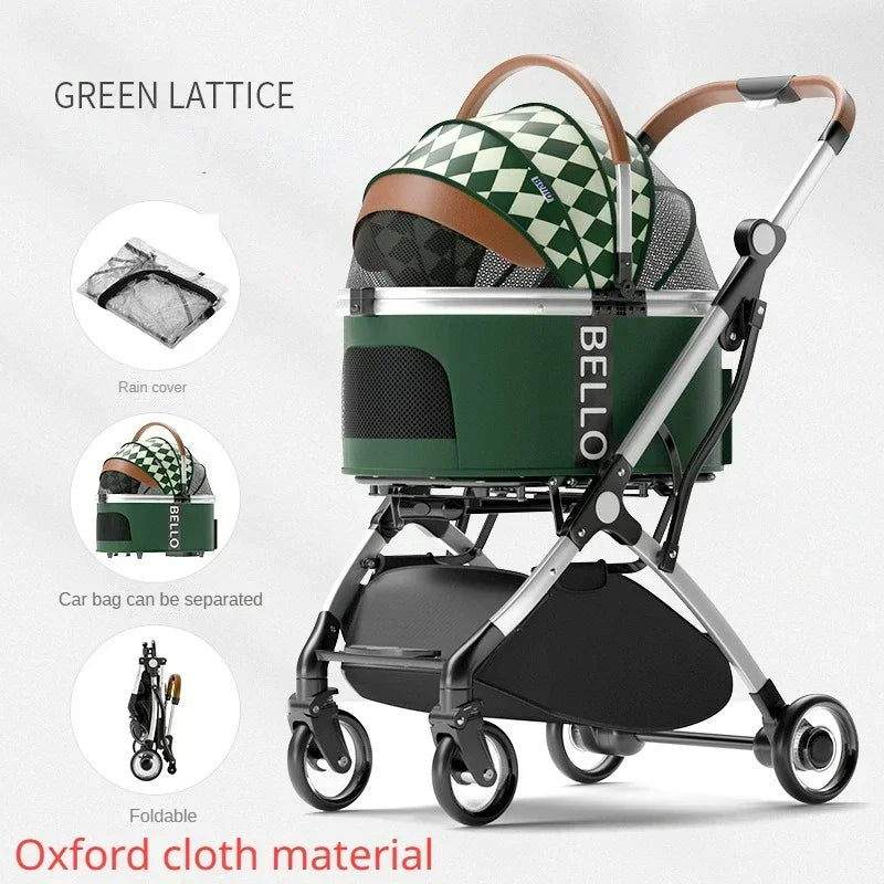 Detachable Aluminum Tube Pet Stroller Foldable Travel Trolley Portable Outdoor Walking Carrier For Cats Puppies Dogs