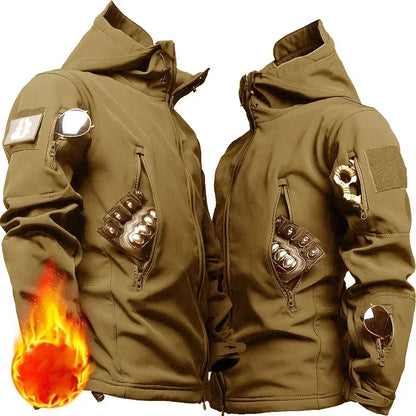 New Men's Winter Jacket Tactical  Sets Fleeced Sharkskin Windproof Waterproof Padding Suits Paintball Uniform Pockets Camo
