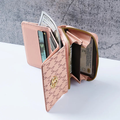 New style women's wallet, short, European and American PU high-end coin purse, printed, multi-card slots, small wallet