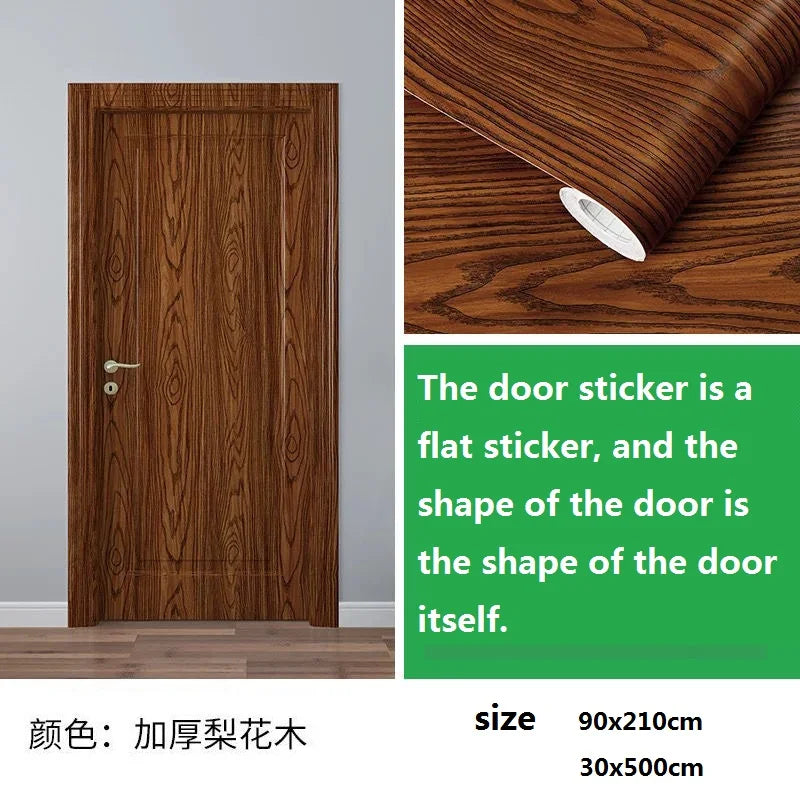 90x210cm/30X500cm Grey Wood Grain Wallpaper On The Door Adhesive  Furniture Refurbish Sticker Home Decor Wall Decal Door Sticker