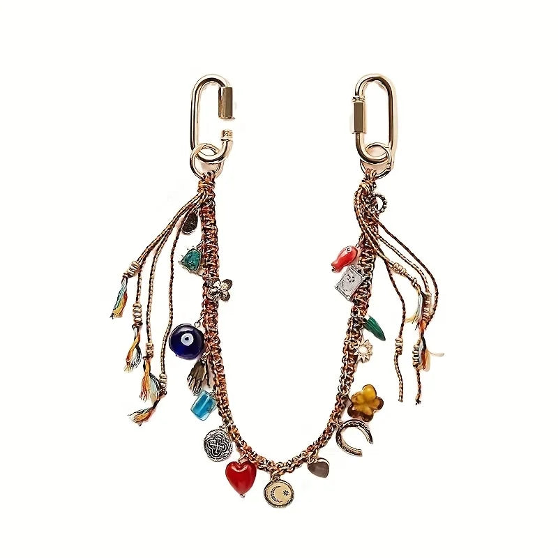 1Pc Ethnic Woven Pendant Multi-Layer Tassel Necklace Retro Fashion Accessories Women's Bohemian Style Jewelry