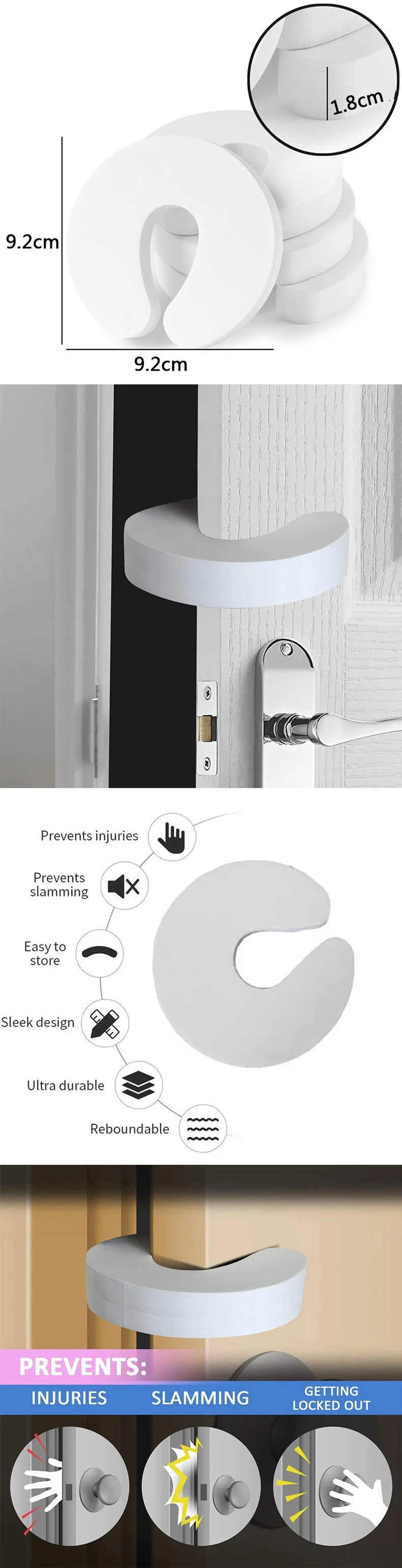 4Pcs Door Finger Pinch Guards Baby Proof Doors Slam Stopper Extra Soft Foam Sleek Design Child Safety Baby Safety Finger Protect
