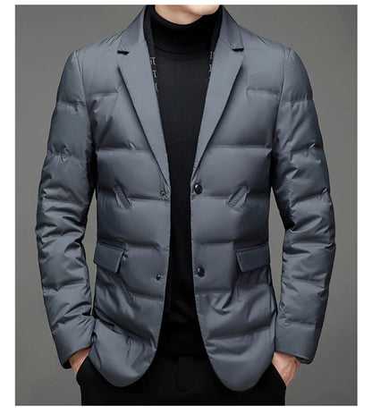 Winter New Style 90 White Duck Down Men's High-End Quality Scarf Collar Casual Suit Jacket