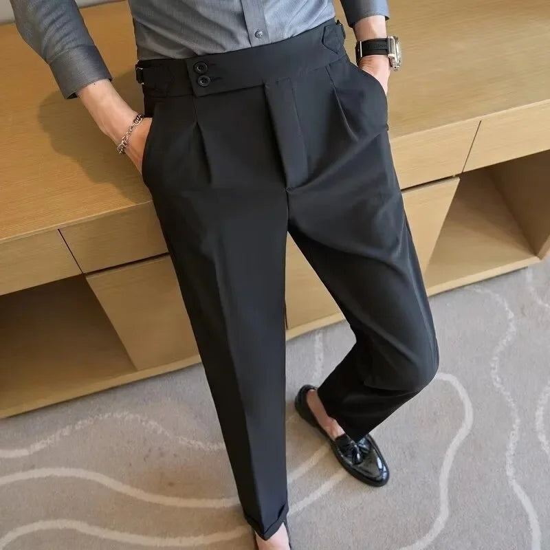 Business Casual Men's Suit Pants Breathable Versatile Korean Style Lightweight Luxury West Pants for Office Work Slim Fit