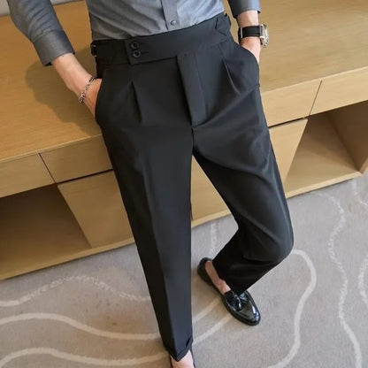 Business Casual Men's Suit Pants Breathable Versatile Korean Style Lightweight Luxury West Pants for Office Work Slim Fit