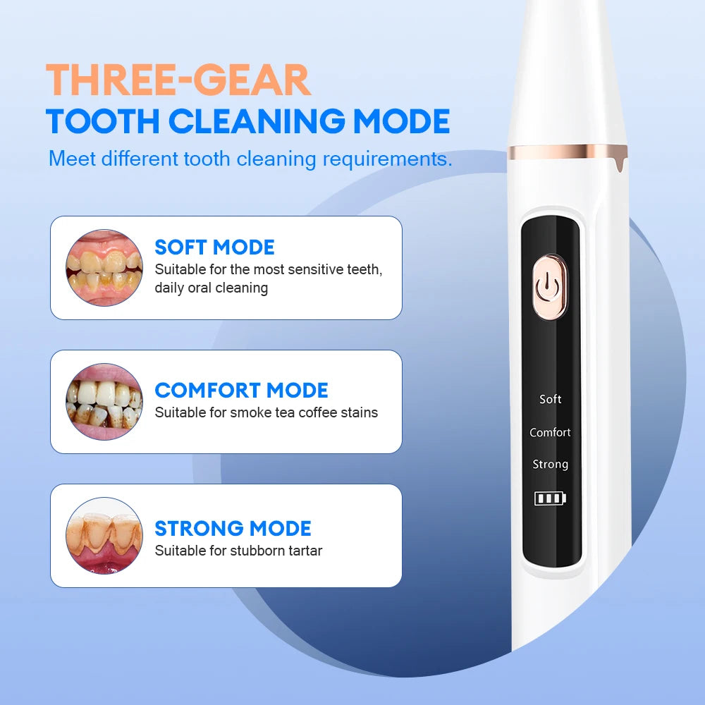 Dental Scaler For Teeth Tartar Remover Electric Teeth Cleaner Tooth Calculus Plaque Remover LED Ultrasonic Dental Stone Removal