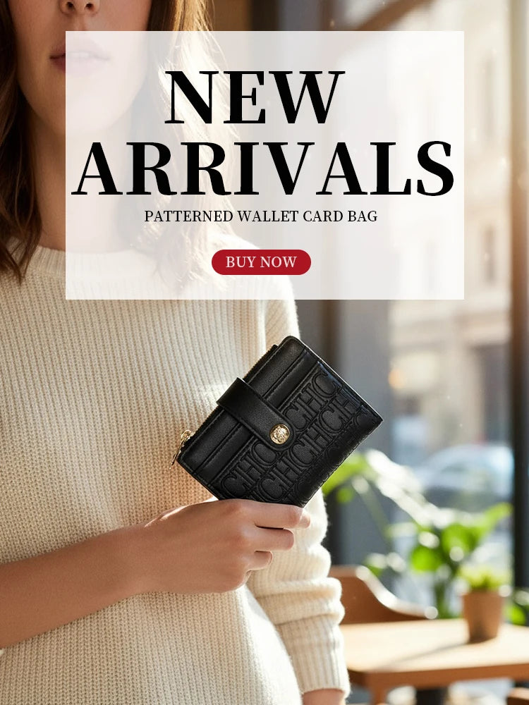 CH Luxury Brand Retro Design Business Card Bag Fashion Button Classic Folding Wallet Compact and Lightweight Women's Square Bag