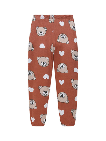 1-8 Years Kids Cotton Pajamas Set, Boys Girls Long Sleeve Home Wear, Cute Bear Print Sleepwear for Toddlers
