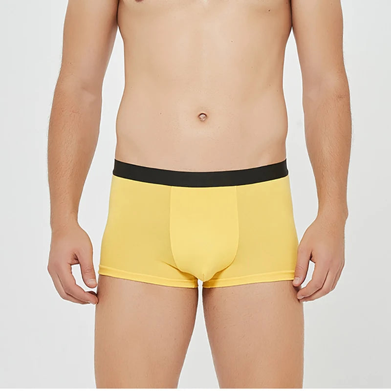 4Pcs Men Boxer Black Mens Panties Underwears Breathable Sexy Male Boxer Solid Underpants Comfortable Underwear Men's Boxers
