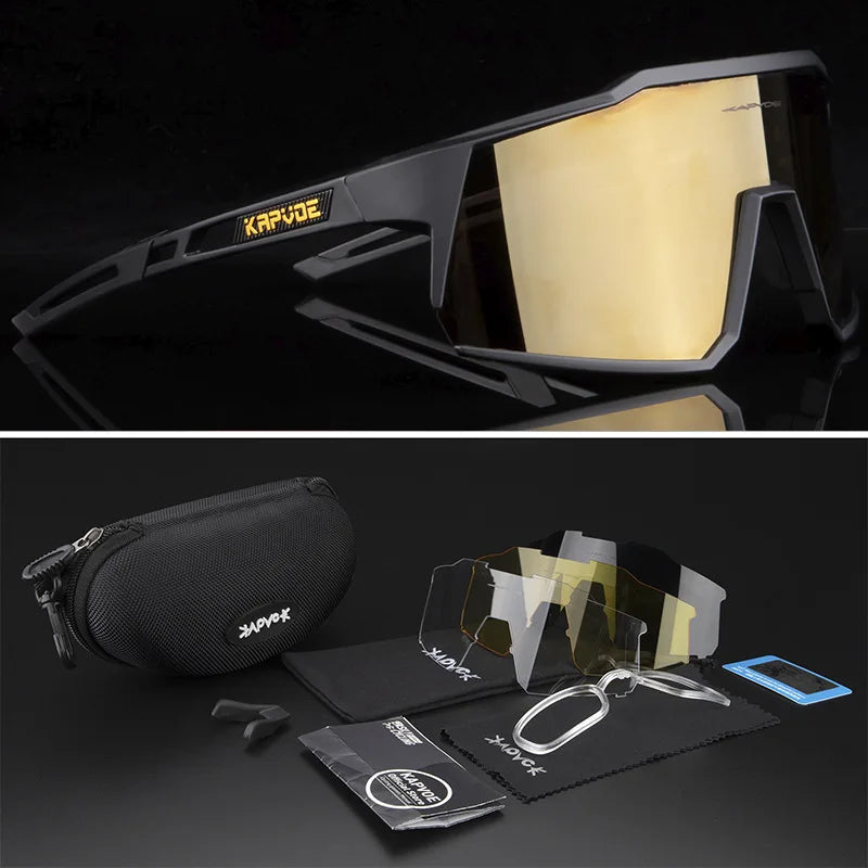 4 Lens Men Women Cycling Glasses Polarized Sport MTB Road Bike Goggles UV400 Bicycle Eyewear Fishing Running Driving Sunglasses