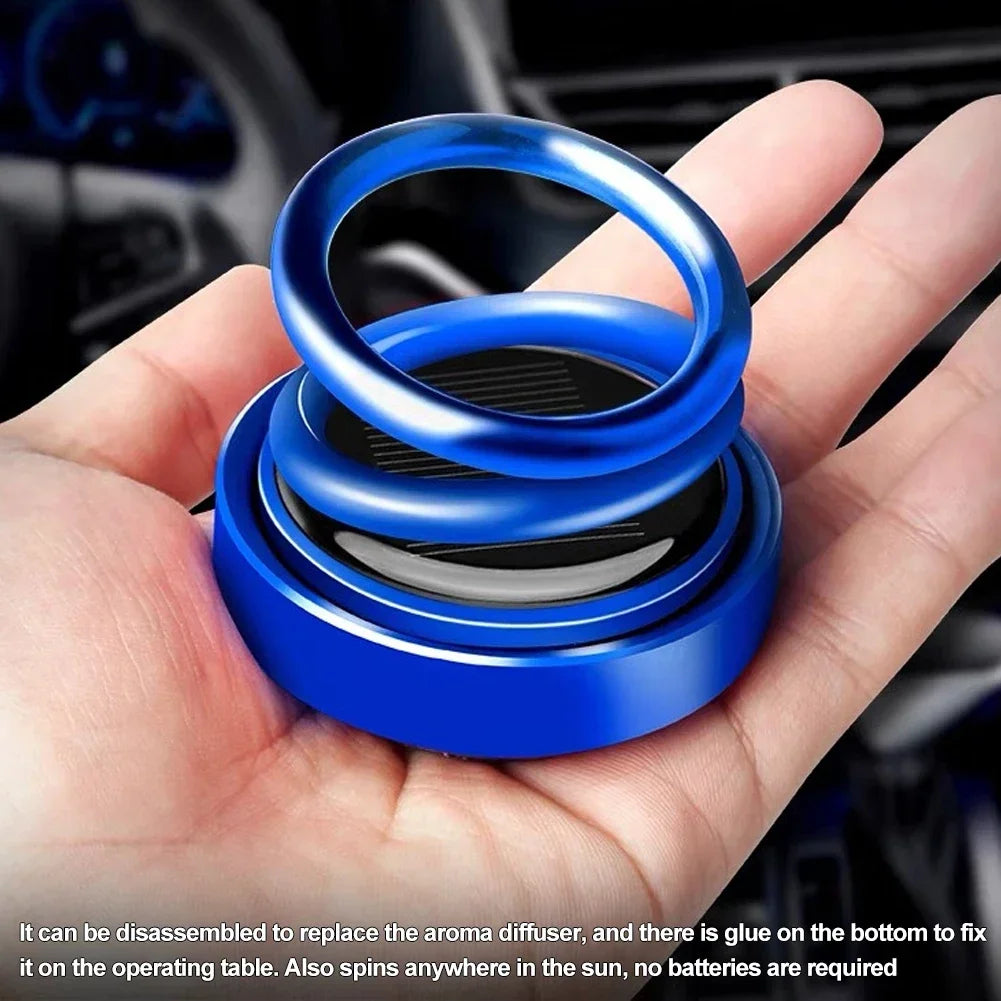 Solar Auto Aromatherapy Rotating Car Air Fresheners Car Decorations Aroma Double Ring Vehicle Diffuser Car Accessories Interior