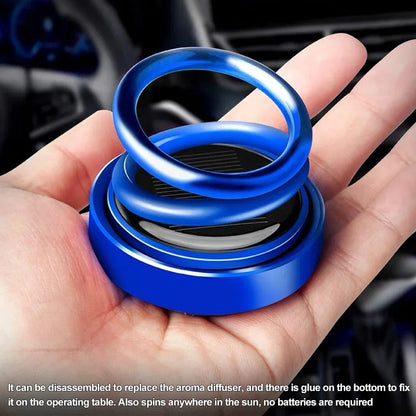 Solar Auto Aromatherapy Rotating Car Air Fresheners Car Decorations Aroma Double Ring Vehicle Diffuser Car Accessories Interior