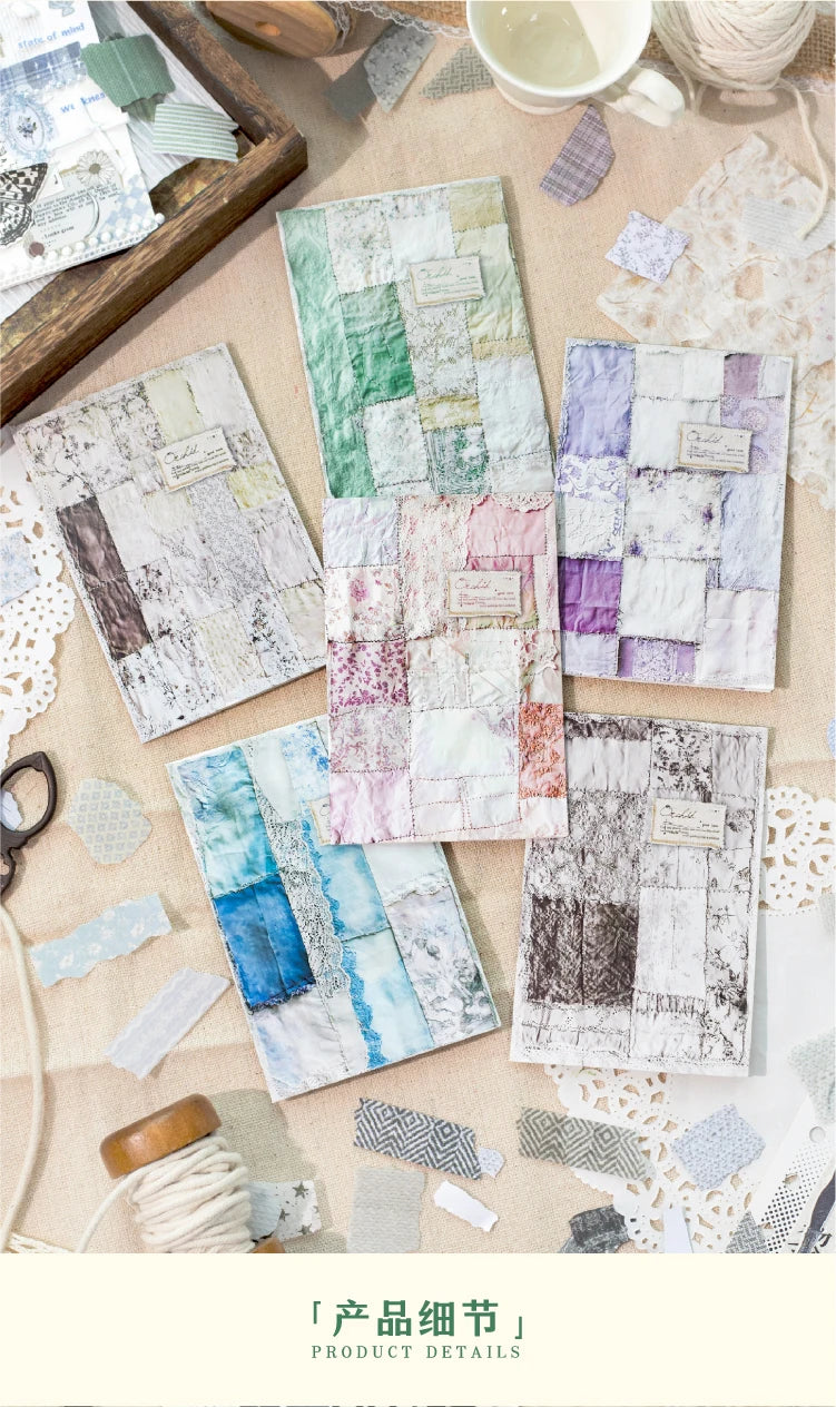 Journal GO 50pcs Dual Material Cloth Fabric Textured Stickers for Photo Frame Collage Junk Journal Scrapbooking diy Material