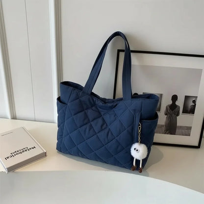 Cotton bag Rhombus large capacity women's hand-held tote bag commuter shopping versatile shoulder bag cross-border