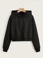 Street Style Solid Color Autumn Winter Cropped Sweatshirt Crop Top Hoodie Y2k Sweatshirts Fashion Casual Style Clothes