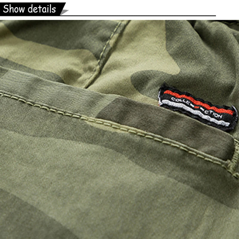 New Men Summer Outdoor Leisure Camouflage Comfortable Shorts Men Elastic Waist Loose Straight High-Quality Design Shorts Male