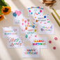 10Sets Happy Birthday Gift Cards Balloon Cartoon Assorted Greeting Card with Envelope and Sticker Birthday Party Invitation Card
