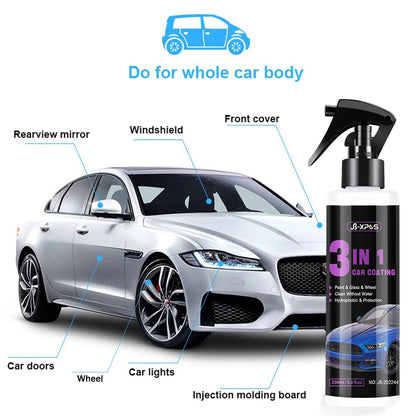 3 in 1 Car Ceramic Coating Nano Super Hydrophobic Protection Polishing Spraying Quick Coat Glass ,Wheel & Paint Care JB XPCS 44