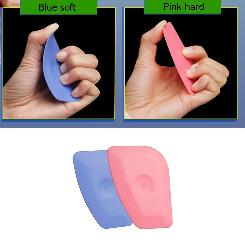 2Pcs Soft Blue Squeegee Hard Pink Scraper Car Vinyl Wrap Tools Auto Foil Corner Trim Window Tint Installation Tools
