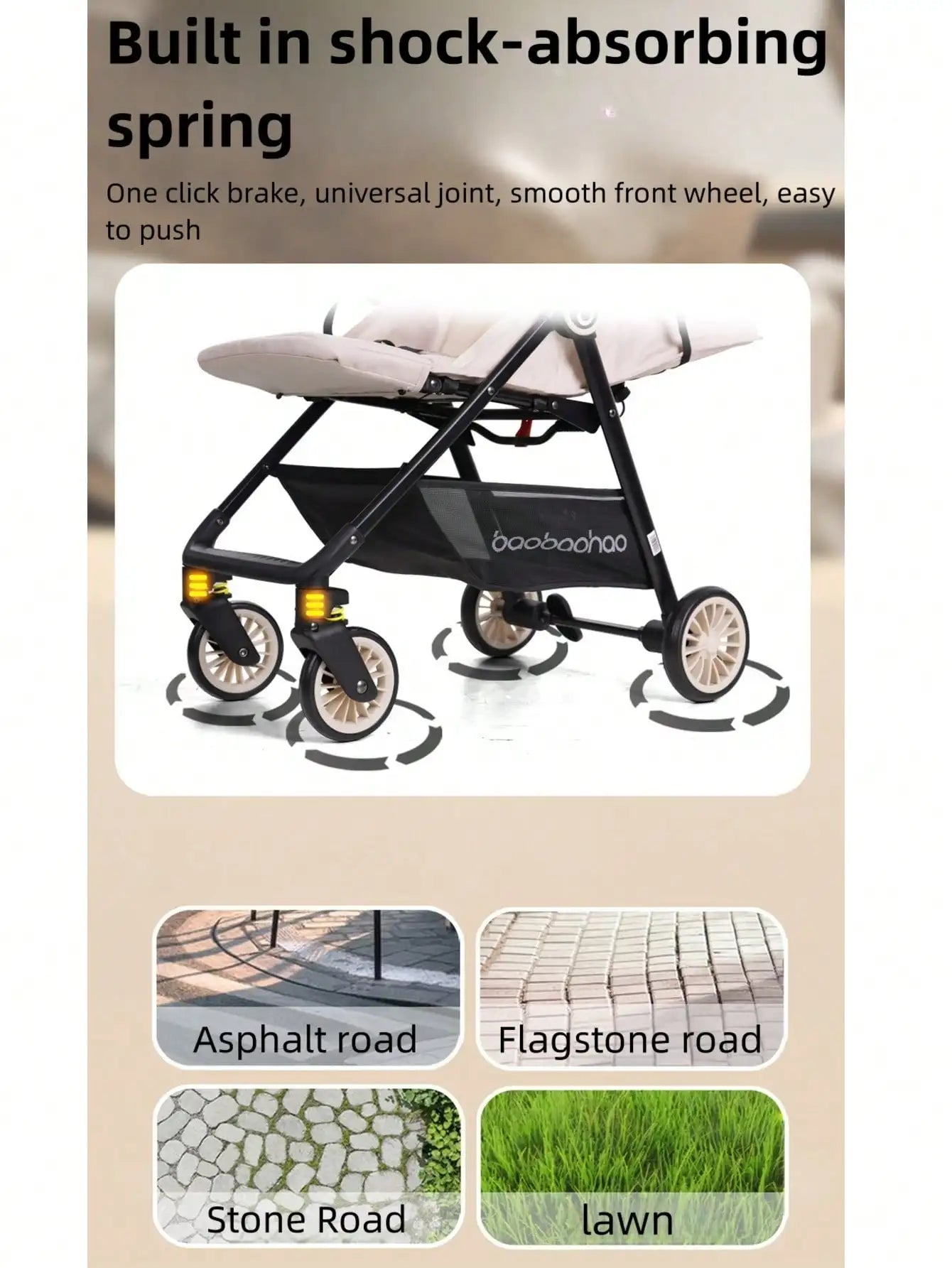 1 Black Lightweight Baby Stroller Weighs Only 4.7kg Convenient for Airplanes, Trains and Cars, Suitable for Home Use and Busines