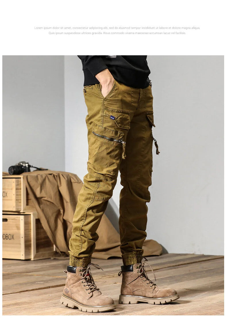 CAAYU Joggers Cargo Pants Men Casual Y2k Multi-Pocket Male Trousers Sweatpants Streetwear Techwear Tactical Track Gray Pants Men