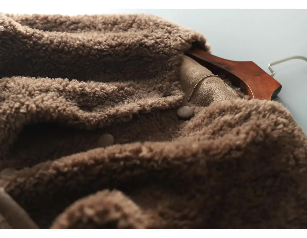 Women Autumn Winter New Outerwear Warm Particle Plush Short Jacket Fur Integrated Lamb Wool Trend Coats