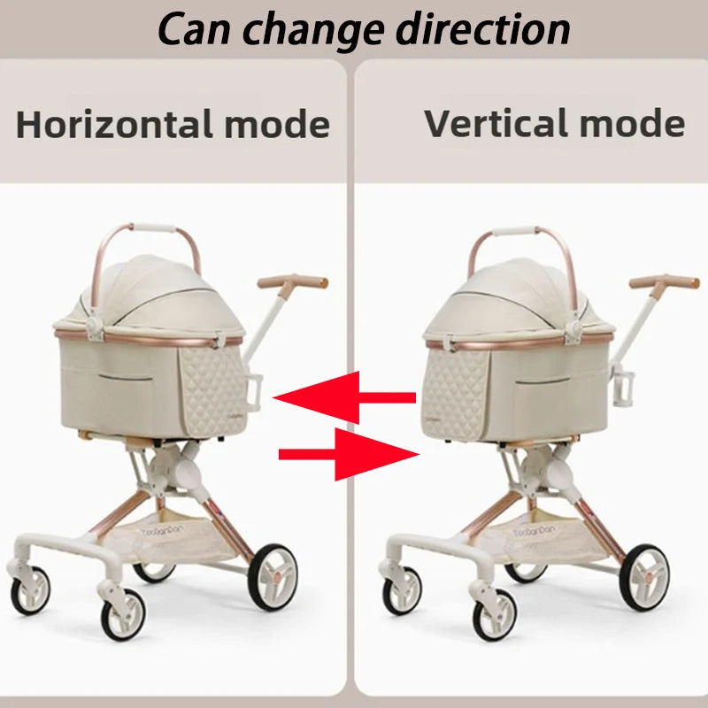 Foldable Pet Cart Strollers Basket Change Direction Medium Dogs Strollers Detachable Cat Dog Trolley Carrier Wheels Outdoor