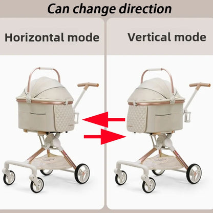 Foldable Pet Cart Strollers Basket Change Direction Medium Dogs Strollers Detachable Cat Dog Trolley Carrier Wheels Outdoor