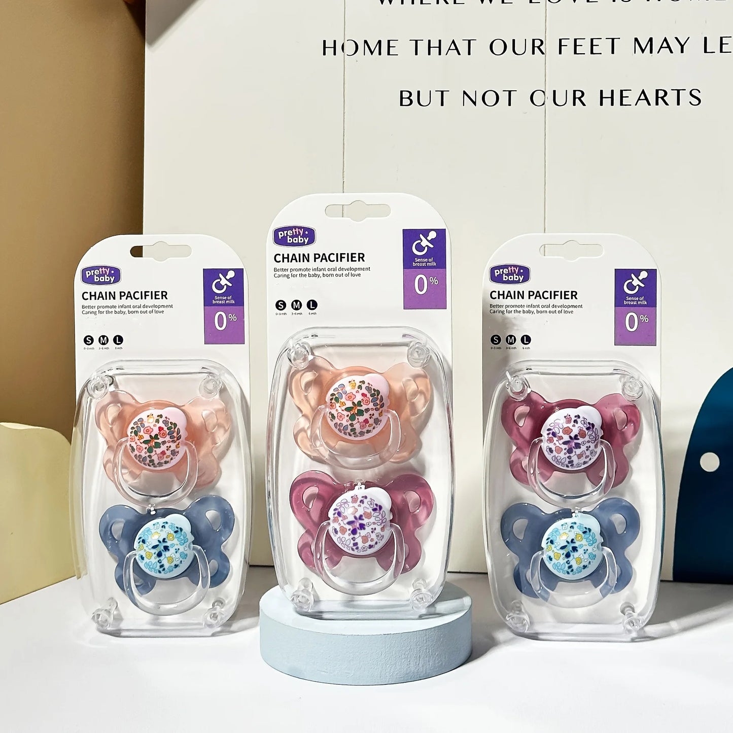New 2pcs/4pcs Baby Pacifier with Cover, Flower-design Printed Soother with Thumb Nipple,Perfect Baby Shower Gift for Boy Girl