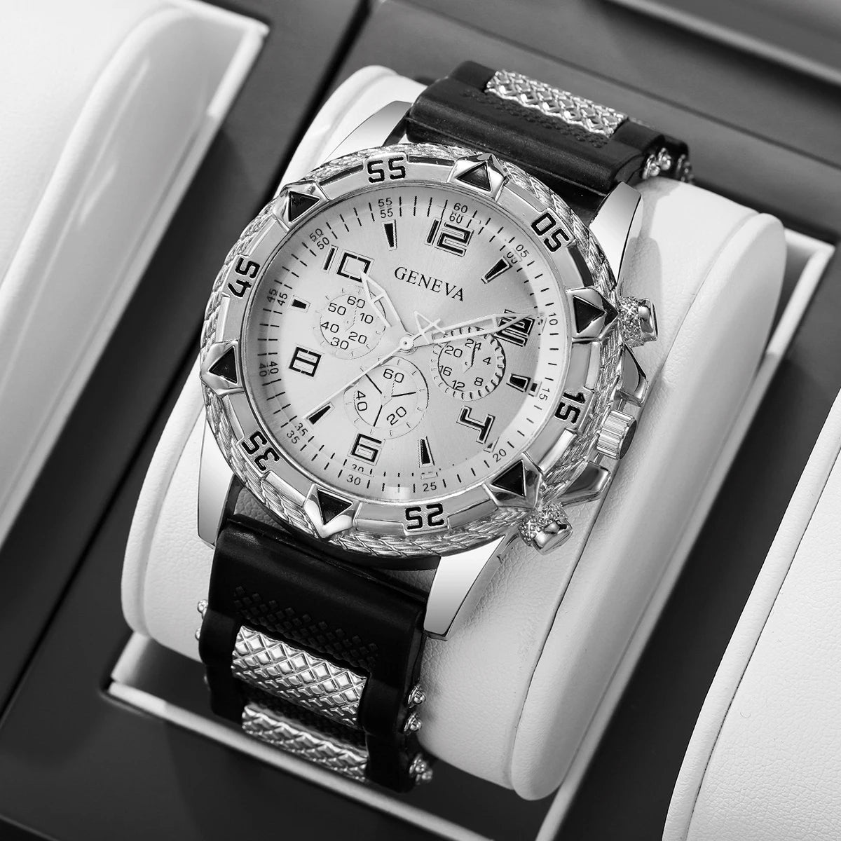 Luxury Arabic Dial Men Business Quartz Watch Fashion Silicone Strap Wristwatch For Man Clock Reloj Hombre (Without Box)
