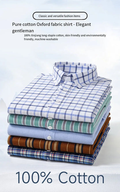The new 10XL and 11XL oversized Oxford fabric men's shirt is 100% pure cotton, fashionable, casual and business without ironing