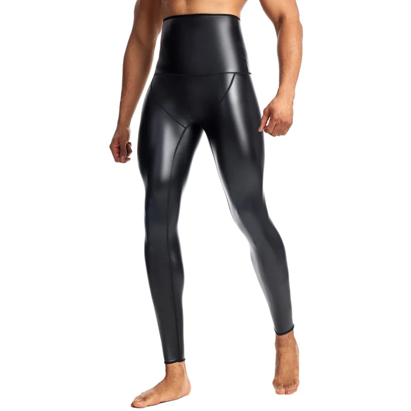 CHENYE Fitness Jogging Workout Pants Men Casual Paty Pants New Running Man High-waisted Stretch Leather Pants GYM Sport Trousers