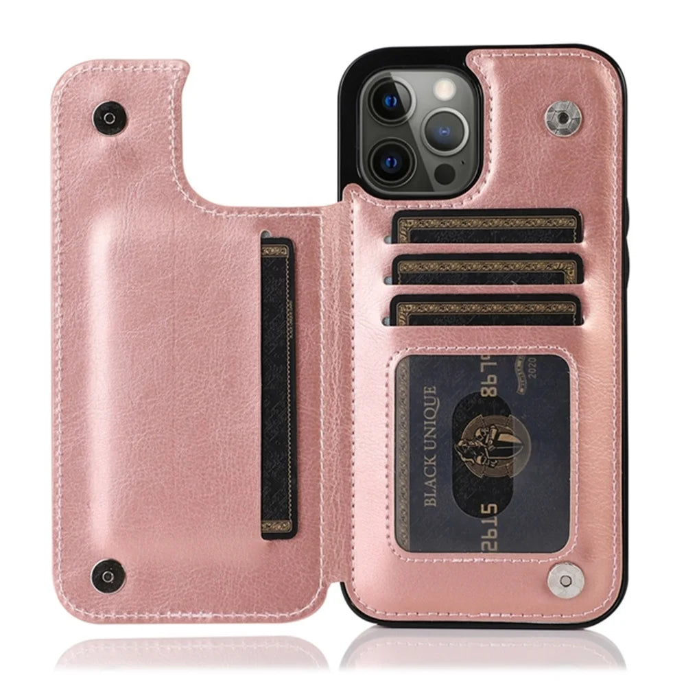 Leather Wallet Case for iPhone 15 14 13 12 11 Pro Max Mini Wallet Case XR X XS Max 8 7 6S 6 Plus SE 2022 2020 Card Holder Flip