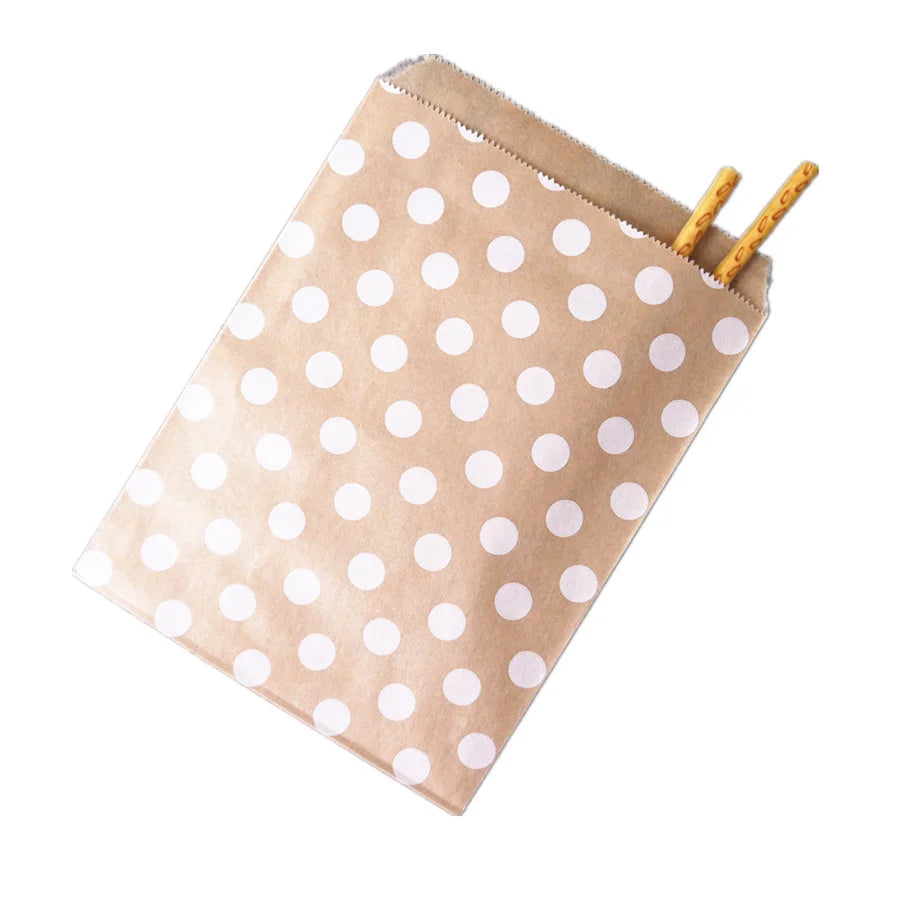 50 Pcs Red Blue Green Thank You Kraft Paper Bags Cute  Happy Birthday Gift Pouch Retro Party Favor Bag Candy Cookie Supplies