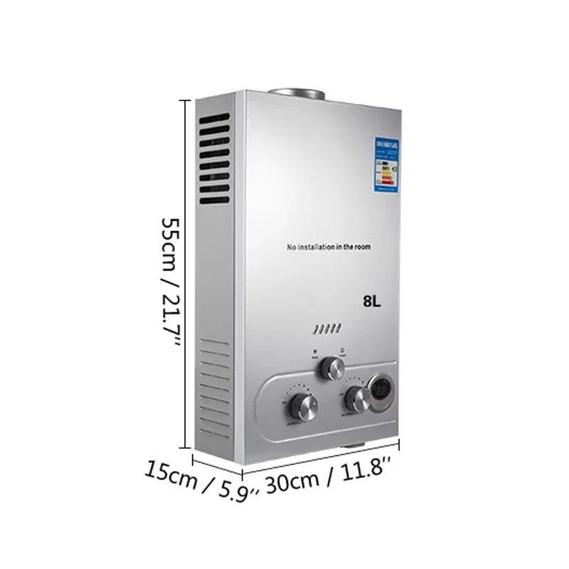 LPG 6L/8L/10L/12L/16L/18L Wasser Heizung 36KW Instant Liquefied Petroleum Gas Wasser heizung Edelstahl Kessel Kit Portable