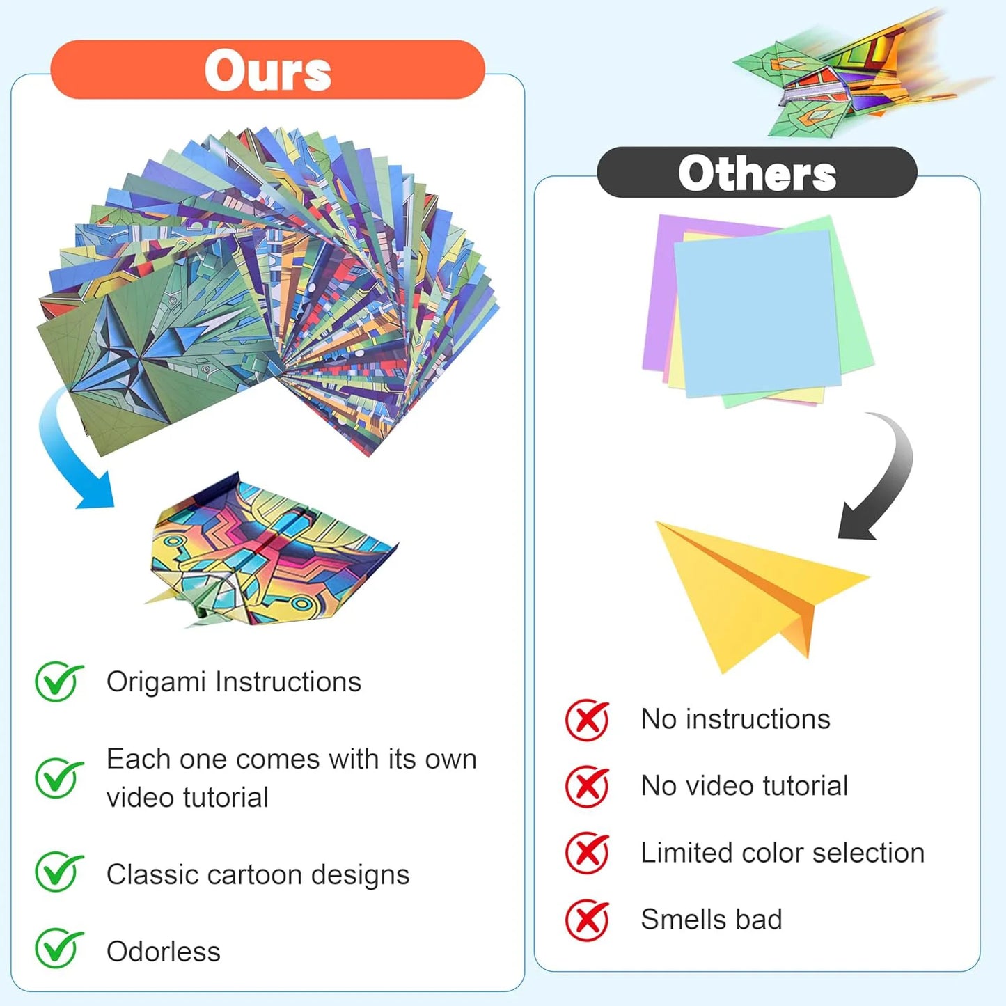12 Styles Paper Airplane Kit Colorful Origami Paper Handmade Craft Plane Gift For Students Boys Girls