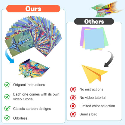 12 Styles Paper Airplane Kit Colorful Origami Paper Handmade Craft Plane Gift For Students Boys Girls