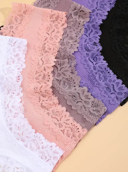 3Pcs/set Women Cotton Lace Panties Floral Intimate Underwear Trendy Patchwork Lace Briefs Female Soft Underpants Lingerie S-XL