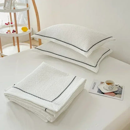 French Skin-friendly Spring Summer Blanket Set Elegance Princess Bubble Yarn Quilted Duvet Lightweight Air Conditioning Quilt
